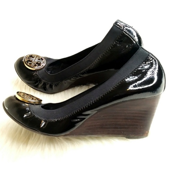 Authentic TORY BURCH Caroline Wedge, black, size 8 - Picture 4 of 9